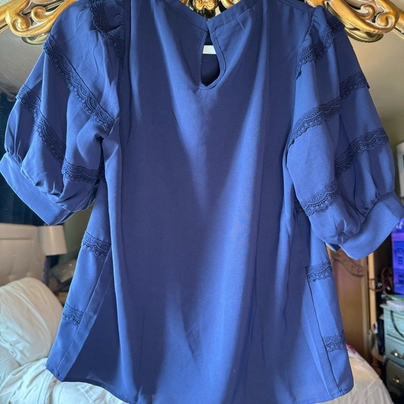 Grace Karin puff sleeve business casual shorts sleeve blouse size medium NWT - Picture 5 of 12